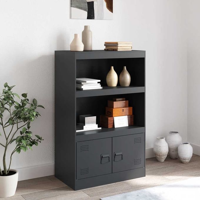 vidaXL - Dressoir - 67x39x107 - cm - staal - antracietkleurig