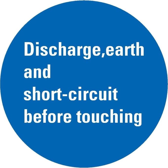 Discharge, earth and short-circuit sticker 300 mm