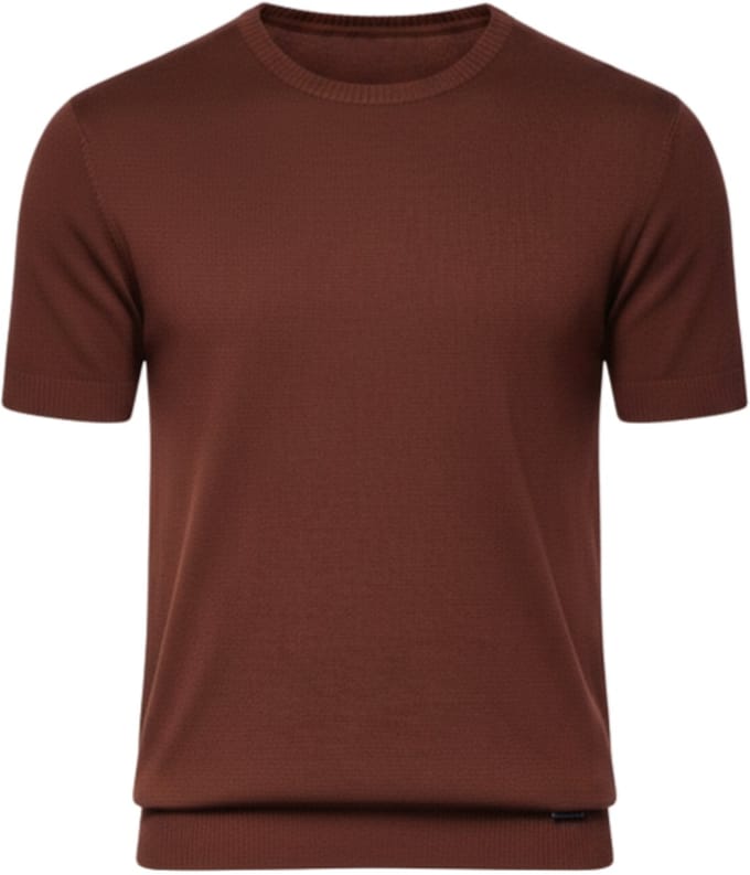 OMBRE T-shirt - Viscose - Korte Mouw - Effen Bordeaux M