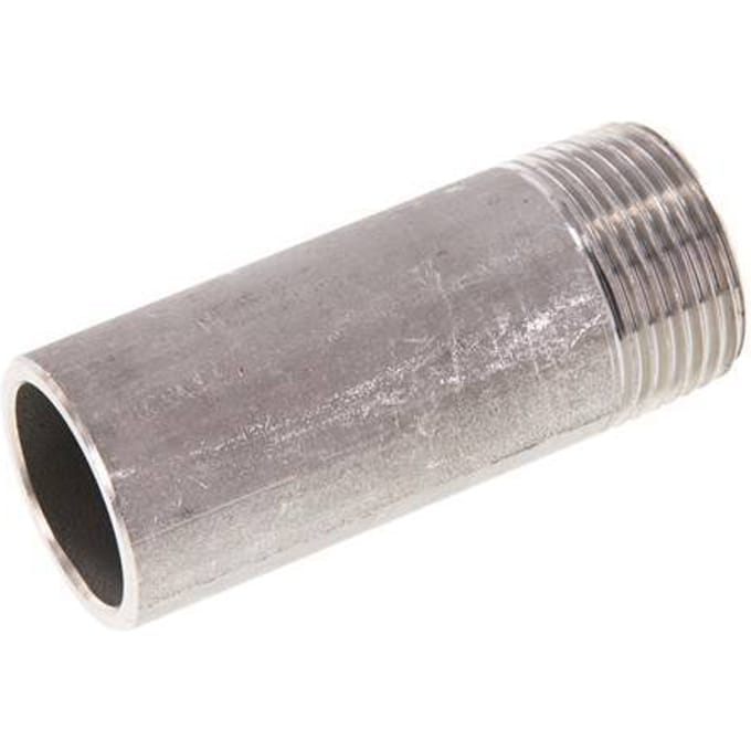 R 1'' Buitendraad x 33.7mm RVS Pijpnippel met Las uiteinde 20 Bar DIN 2982 - 80mm