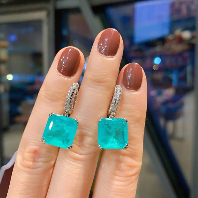 Smaragd Oorbellen Paraiba Vierkante Oorbel Sieraden blue