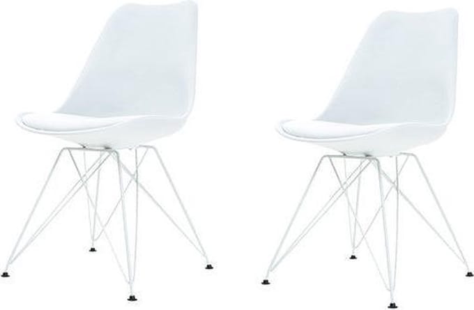 Essence Metal Stoel wit - Wit onderstel - Set van 2