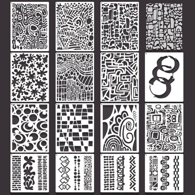 Dailygoods- Sjablonen 15 stuks - Abstracte Textuursjablonen