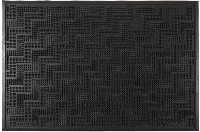 Home deco factory Deurmat - anti slip - rubber - zwart - 40 x 60 cm - schoonloopmat - met reliëf