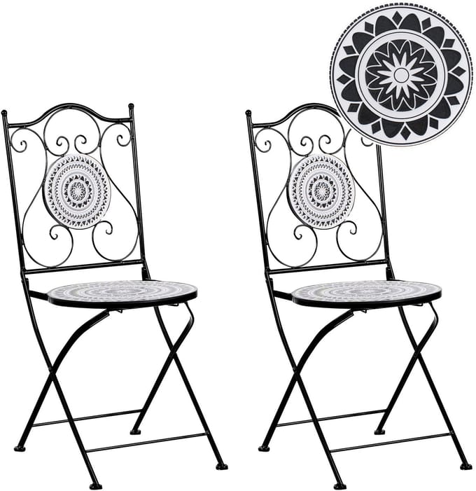 COMISO - Set van 2 tuinstoelen - Zwart/Wit - IJzer