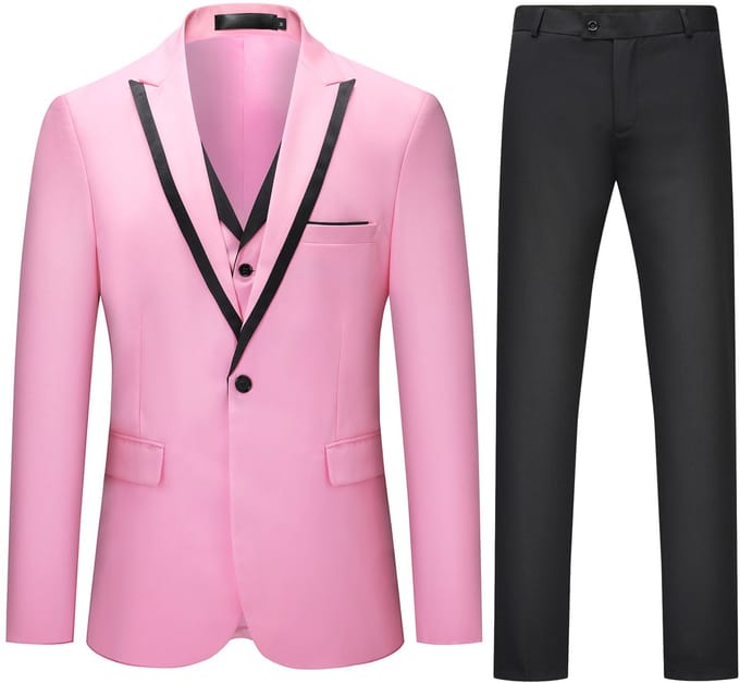 ALLTHEMEN Slank Driedelig Herenpak - Colorblock - M