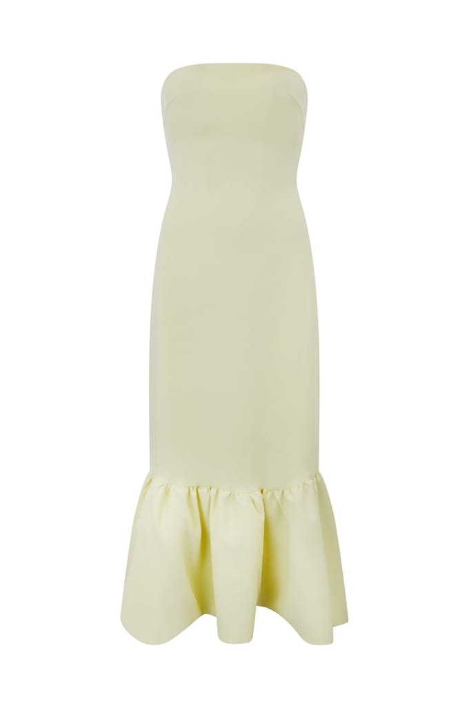 Odd Muse Strapless Peplum Midi Dress Lime Cream Größe: M | Midikleider Outlet | Damen | Grün