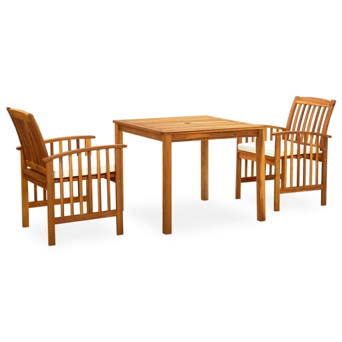 vidaXL - 3-delige - Tuinset - met - kussens - massief - acaciahout