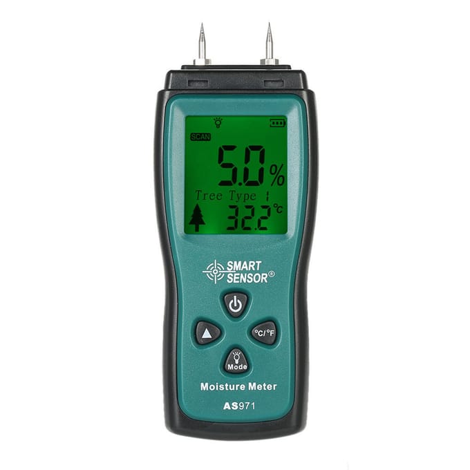 SMART SENSOR Handheld Mini Houtvochtmeter Digitale LCD Houtvochtigheidsmeter Detector Tester 2 Pin donkergroene kleur