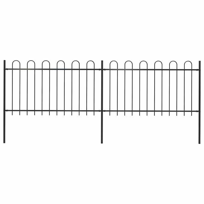 vidaXL - Tuinhek - met - ringtop - staal - 337x100 - cm - zwart