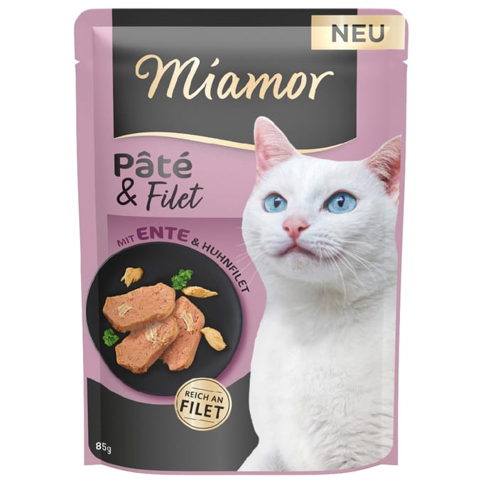 Voordeelpakket: 30x85g Miamor Pâté & Filet eend natvoer voor katten