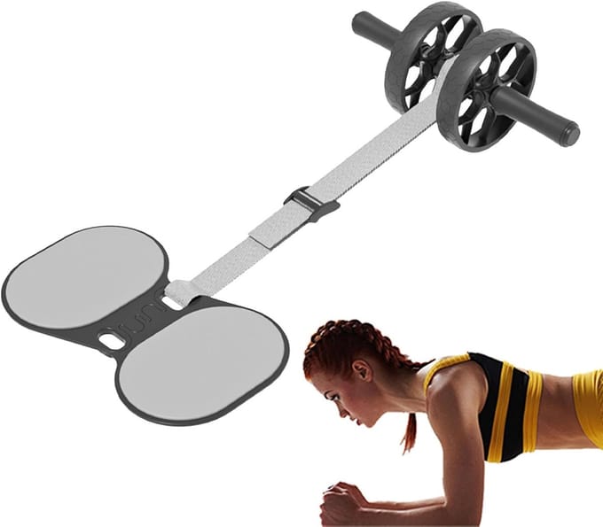 Buikspierroller - Buiktrainer Wielen - Core Training - Met Weerstandsband - 129 x 36 cm - Zwart