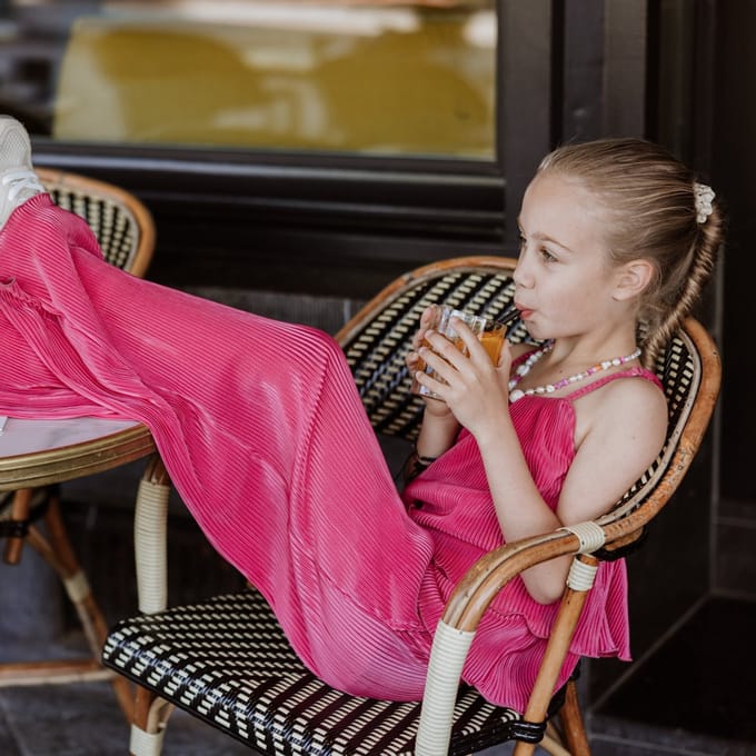 No Way Monday - Jumpsuit - 2-delige set - Fuchsia - Wide Leg - Maat 128