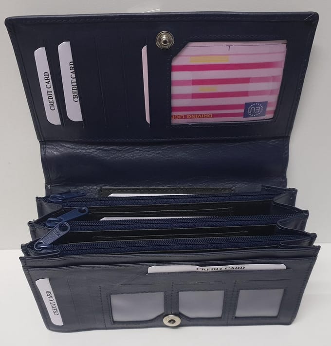 Dames overslag Harmonica - Huishoud portemonnee XXL Navy