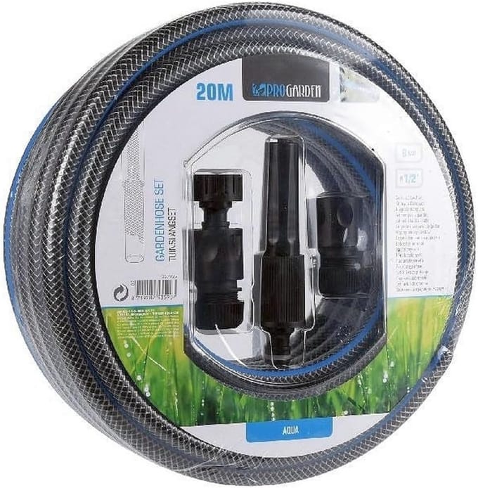 Tuinslang Set - Bewateringsslang - Tuin Besproeien - 4 Delig - 20 Meter - Grijs
