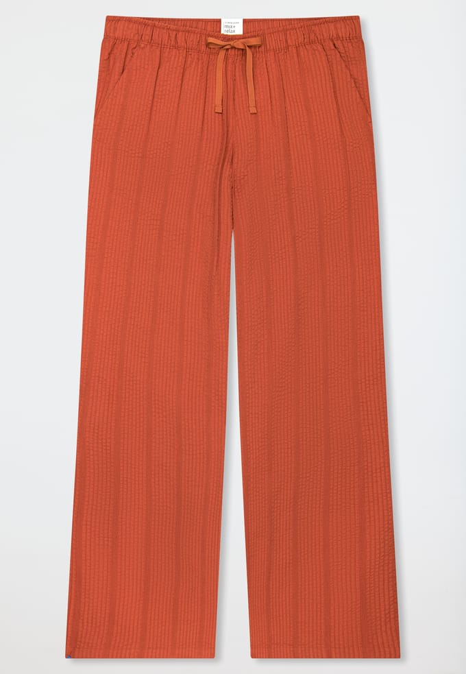 Lange geweven seersucker broek terracotta - Mix+ Relax 48