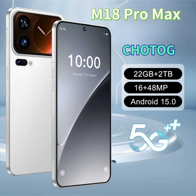 CHOTOG Smartphone Android M18 Pro Max Mobiele Telefoons 5G 7.3 HD Mobiel 22GB 2TB 7800mAh Octa Core Ontgrendeld Dual SIM 48MP Camera