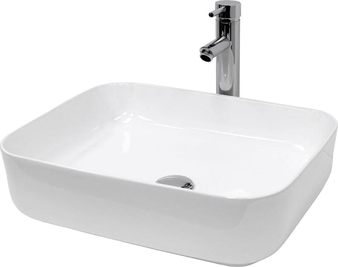 ECD Germany wastafel wastafel 505x395x135 mm keramiek wit incl. afvoerset voor wastafel zonder overloop opzetwastafel opzetwastafel opzetwastafel opzetwastafel