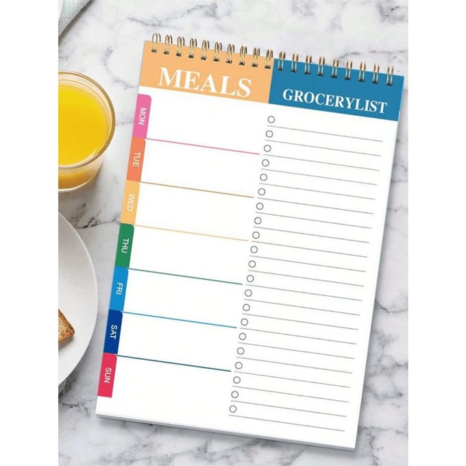 Maaltijdplanner Bloc Notitieblok Wekelijkse Maaltijdplanner Voor Georganiseerde Wekelijkse & Dagelijkse Planning 1PC veelkleurig