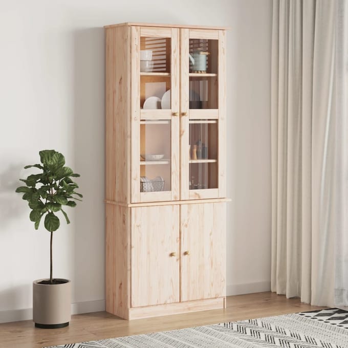 vidaXL - Vitrinekast - ALTA - 77x35x186,5 - cm - massief - grenenhout