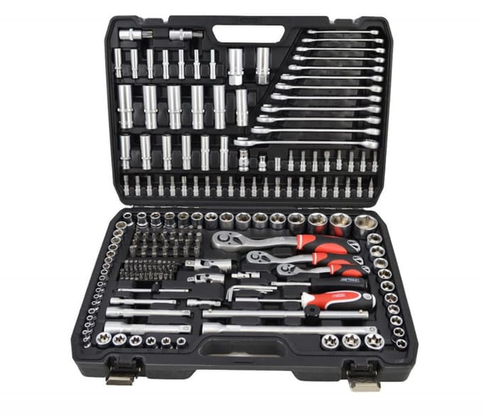 AW-TOOLS 122-delige Gereedschapset Black Line - 1/2" & 1/4"