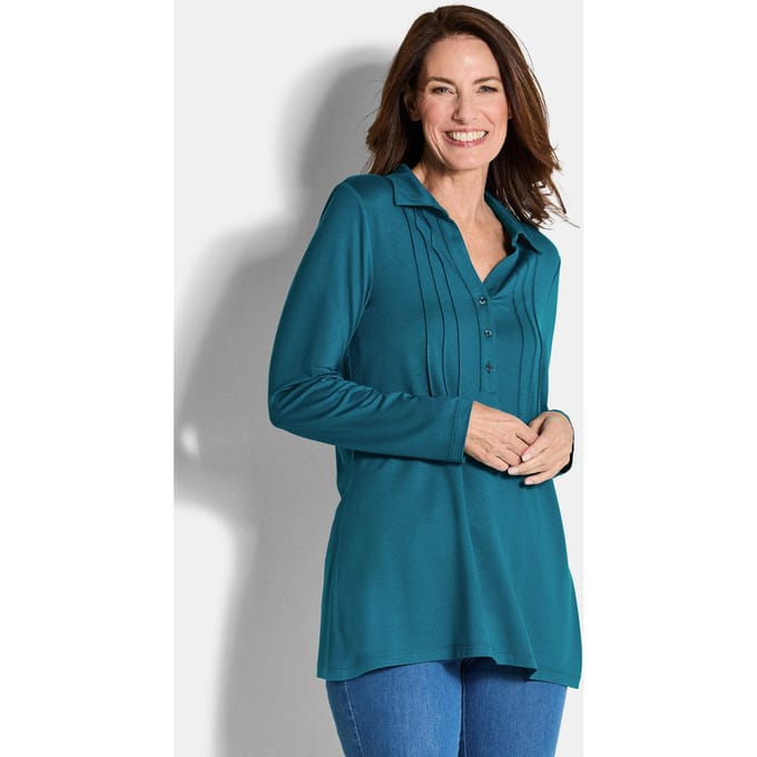 Tuniek van viscose-jersey - petrol - Gr. 44 van Goldner Fashion