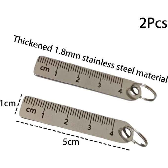 Porte-clés Mini règle en acier inoxydable | Porte-clés Outil de mesure portable 1-5 cm (Règle de mesure anti-perte)