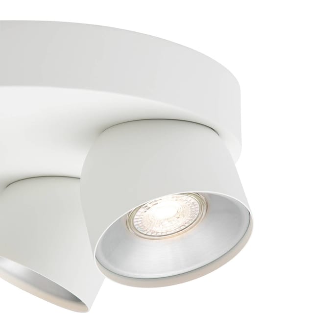 Nordlux Downlight Pitcher, wit/zilver, 3-lamps, rond, metaal