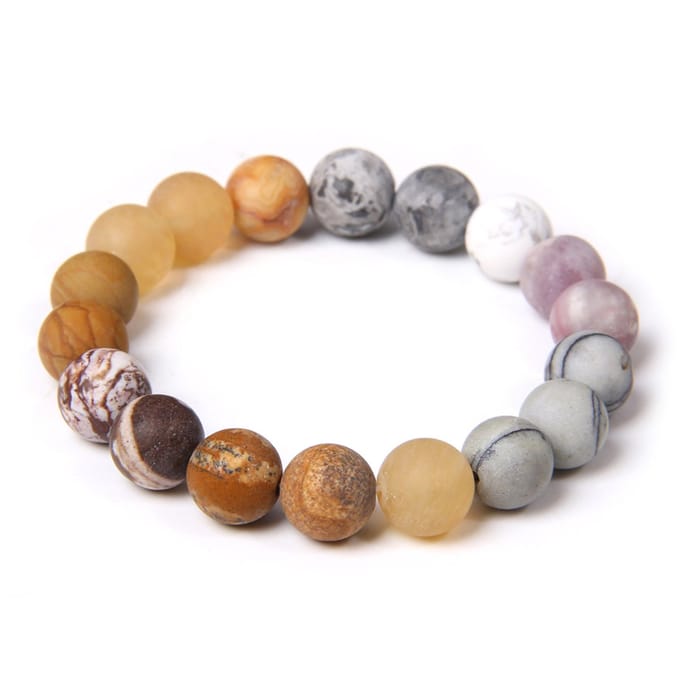 Marama - armband Valley - matte ronde natuursteen kralen - elastisch