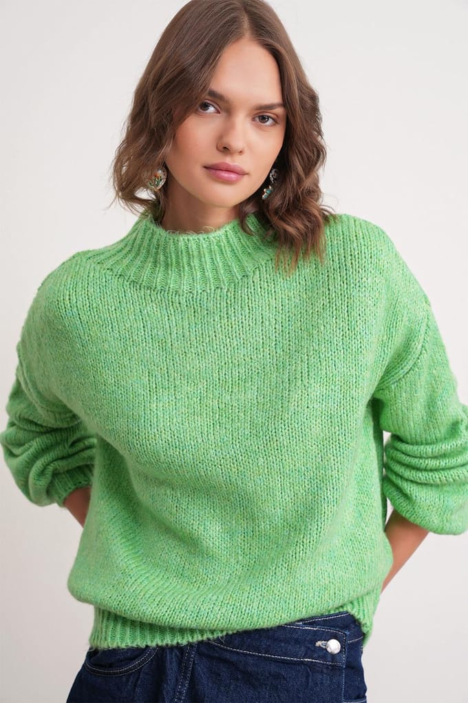 Relaxed Fit Crew Neck Dikke Gebreide Trui
