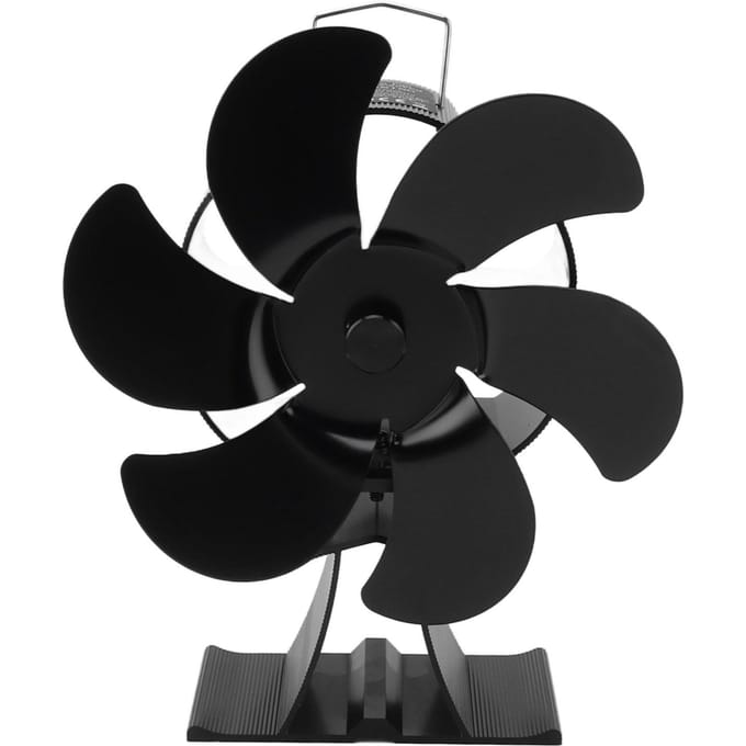 Zwarte 6-blads warmte-aangedreven kachelventilator thermodynamisch aangedreven open haardventilator voor warmteafvoer black