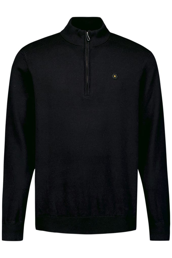 No Excess Pullover Half Zipper Solid Knit Black Größe: M | Turtlenecks Outlet | Herren | Schwarz