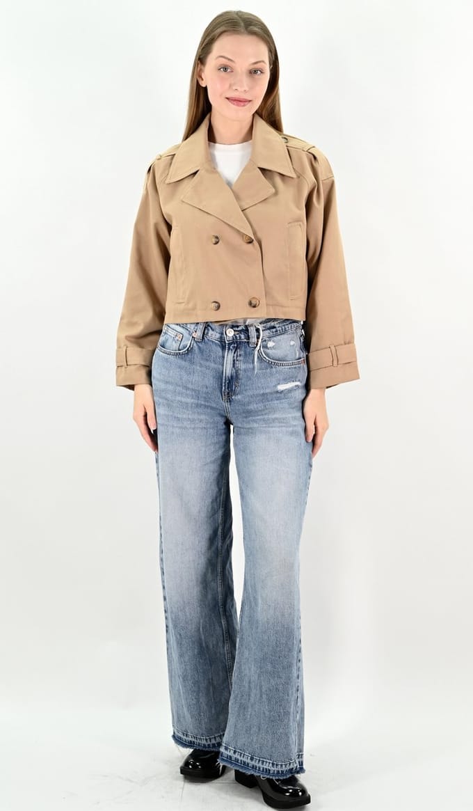YesMooi - Cropped trenchcoat - Water repellent - Camel - M (38)