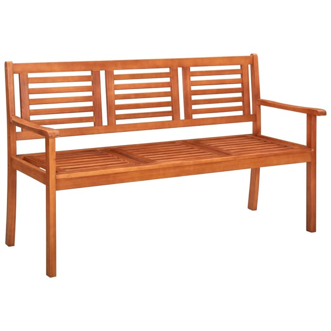 vidaXL - Tuinbank - 3-zits - met - kussen - 150 - cm - massief - eucalyptushout