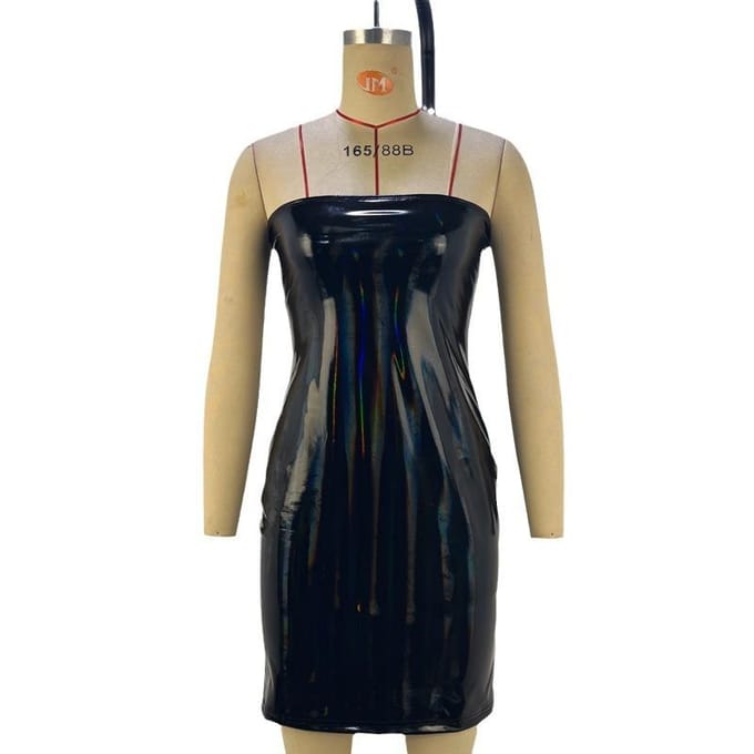 Dameskleding, Herfst en Winter Glanzende Persoonlijkheid, One-line Strapless Jurk, Damesjurk L