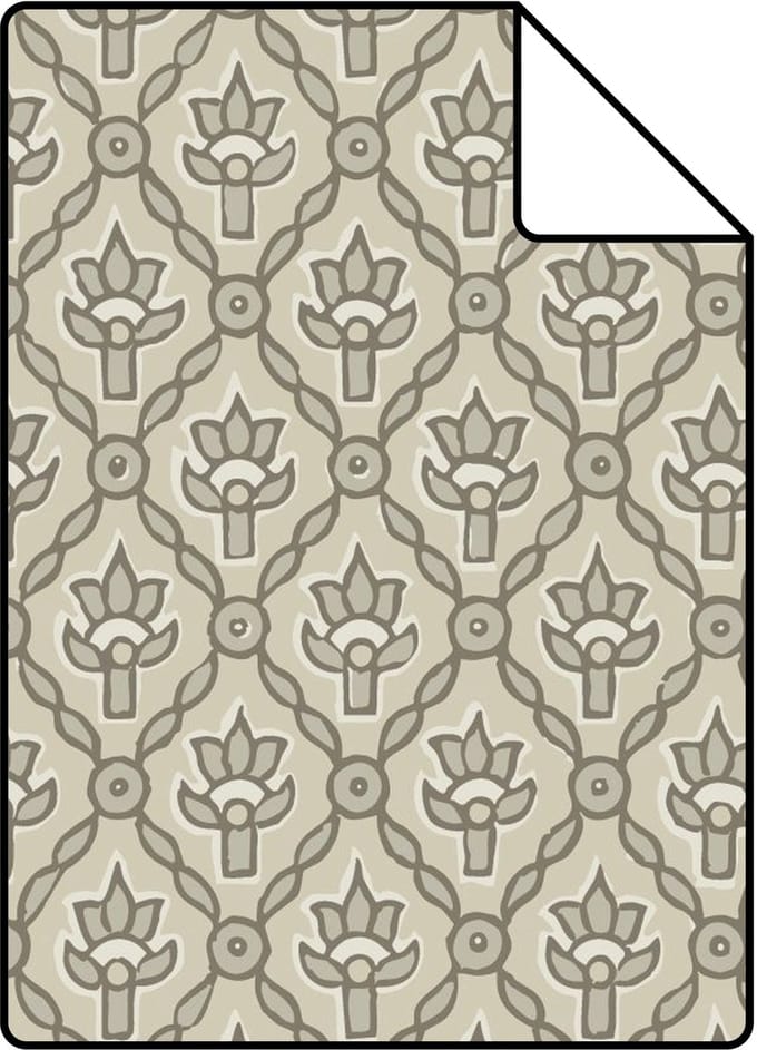 Proefstaal ESTAhome behang vintage bloemen grijs - 26.5 x 21 cm - 132012-S