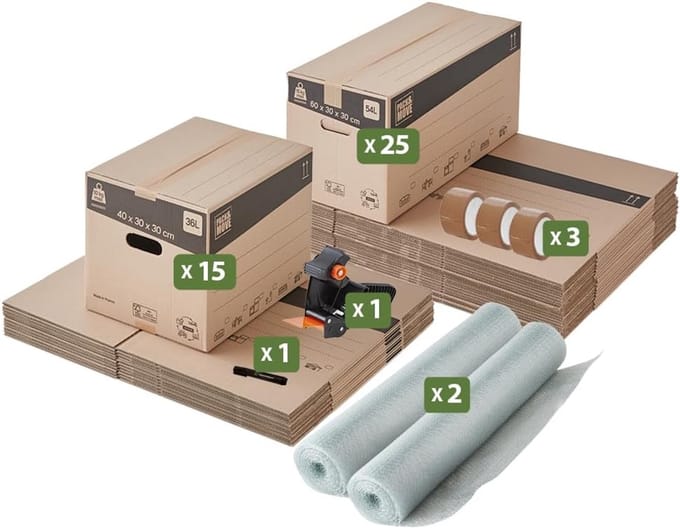 Verhuisset met dozen, marker en lijm - 40 stuks