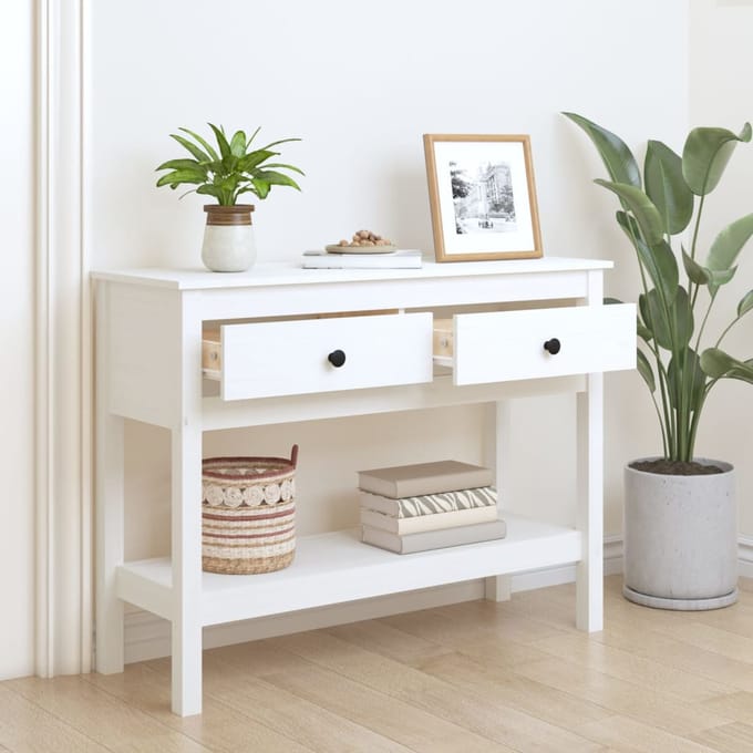vidaXL - Wandtafel - 100x35x75 - cm - massief - grenenhout - wit