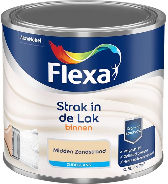 Flexa - Strak In De Lak Binnenlak Zijdeglans - Midden Zandstrand - Mengverf - 500 Ml