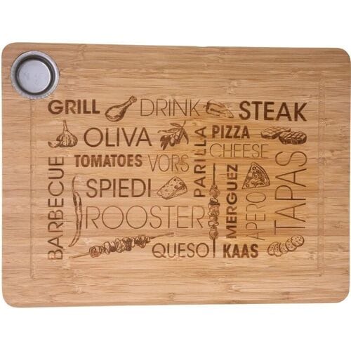 Secret de Gourmet Tapas serveerplank - bamboe hout - rechthoek 38 x 28 cm - broodplank