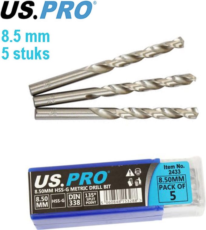 Metaal boren HSS-G 8.5 mm (5 stuks)