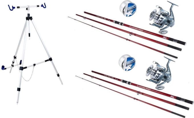 X2 Strand hengel set Pro 2-Rod - Strandhengel - Molen - Strandteun - Vislijn - 2 Hengels