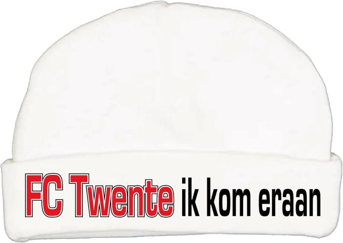 Babymutsje met de tekst: FC Twente ik kom eraan !