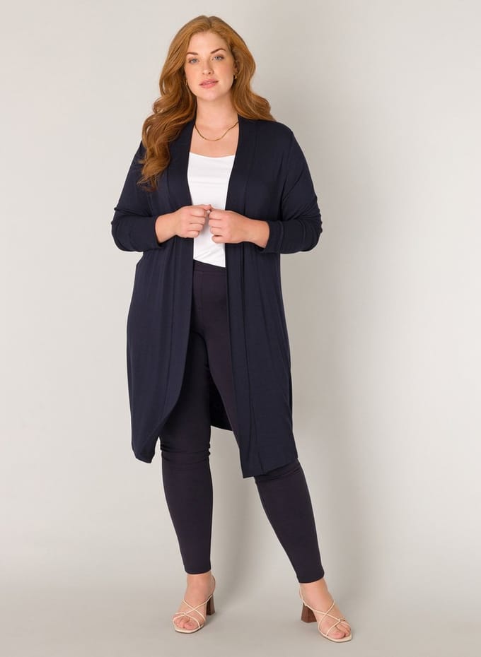 BASE LEVEL CURVY Ayla Long Vest - Dark Blue - maat X-0(44)