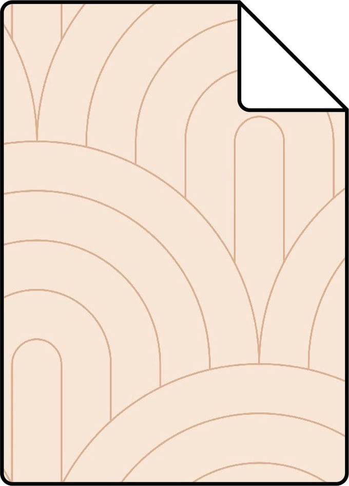 Proefstaal ESTAhome behang art deco bogen licht perzikroze en roségoud - 26.5 x 21 cm - 139216-S