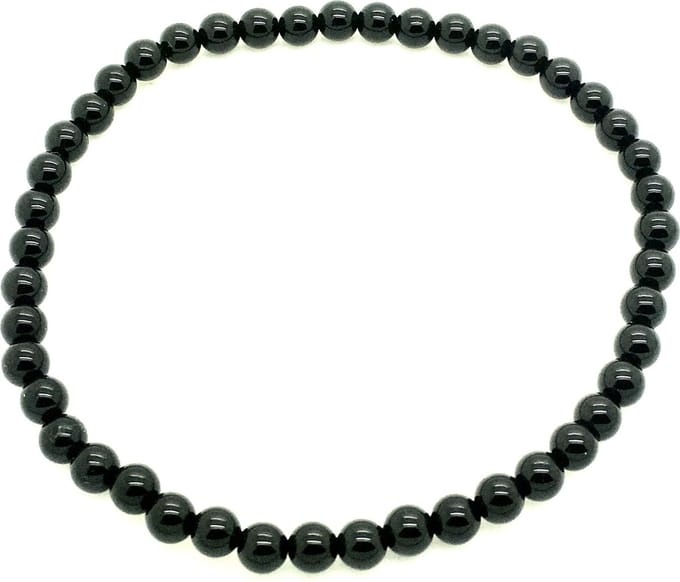 edelstenen Onyx armband - 4 mm maat 18 - zwart - tegen stress