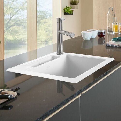Villeroy & Boch Siluet 50 S Flat inset sink, drain with manual override, reversible 33451FR1