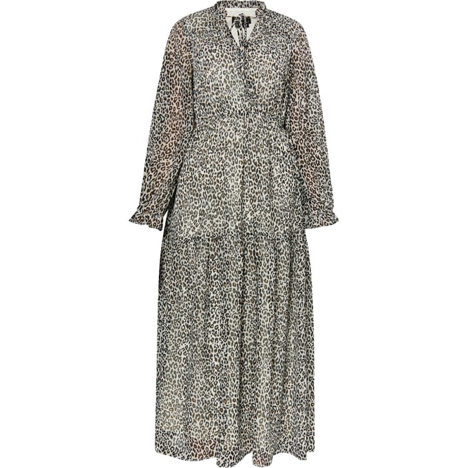 Faina Maxi-jurk met luipaardprint Dames Wit Veelkleurig