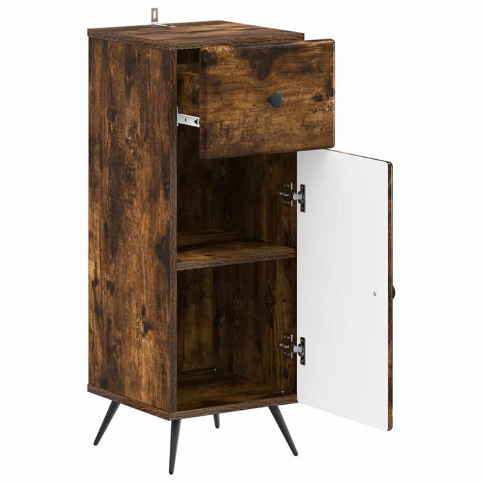 vidaXL - Badkamer - Opbergkast - BREDA - Gerookt - eiken - 30 - x - 31 - x - 80 - cm