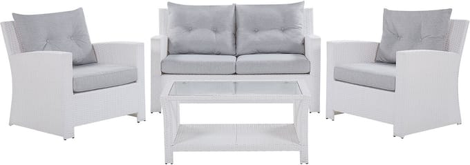 MARINO - Loungeset voor 4 - Wit - PE rotan